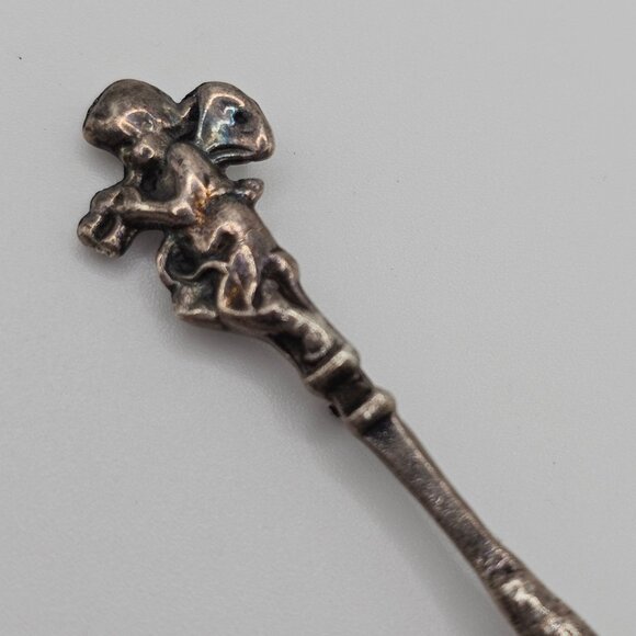Vtg Silverplate Souvenir Collector Spoon 2.75" Cherub Angel Handle Rustic Brooch - Picture 4 of 12